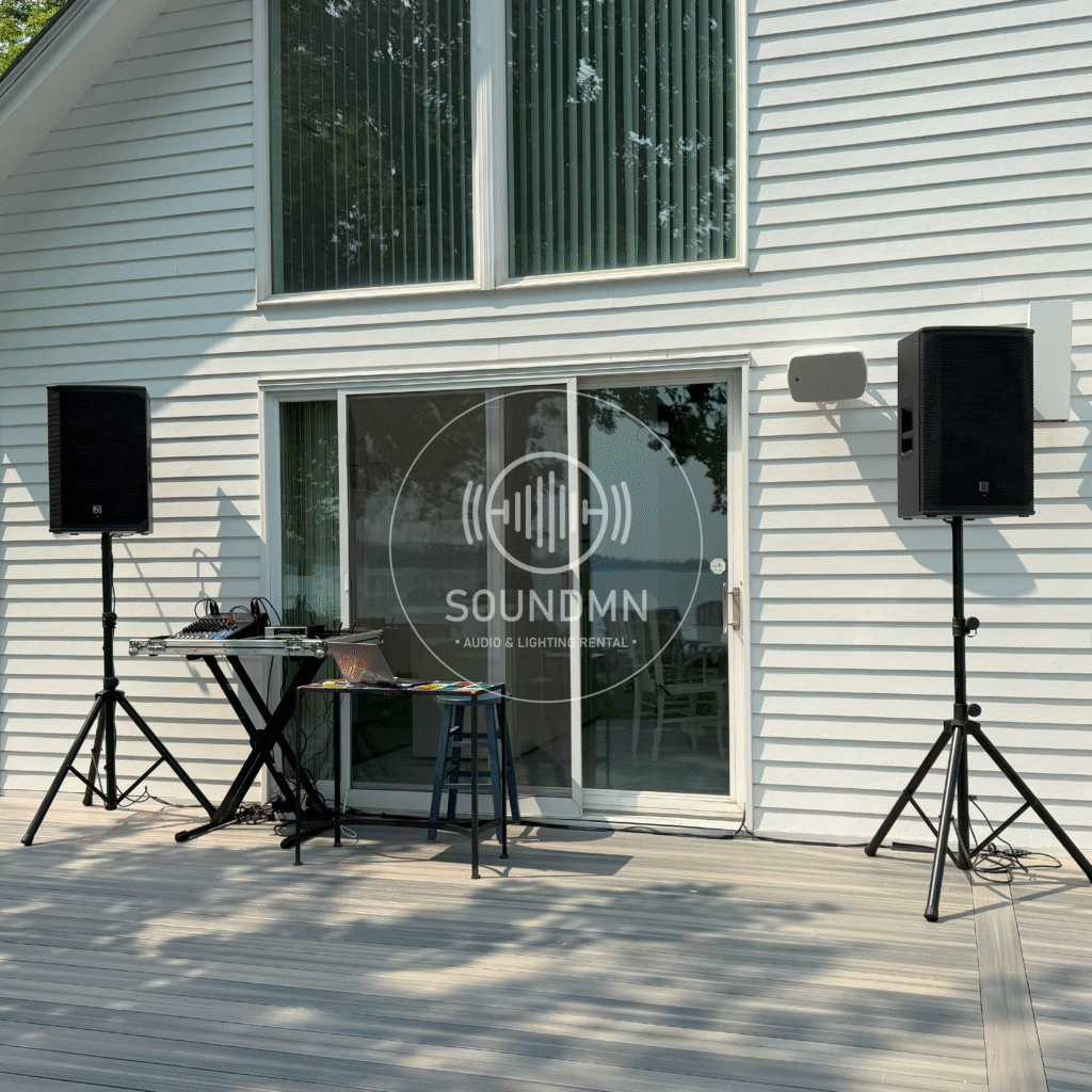 Small event sound and lighting rental package Minnesota – 2 speakers, microphones, setup included