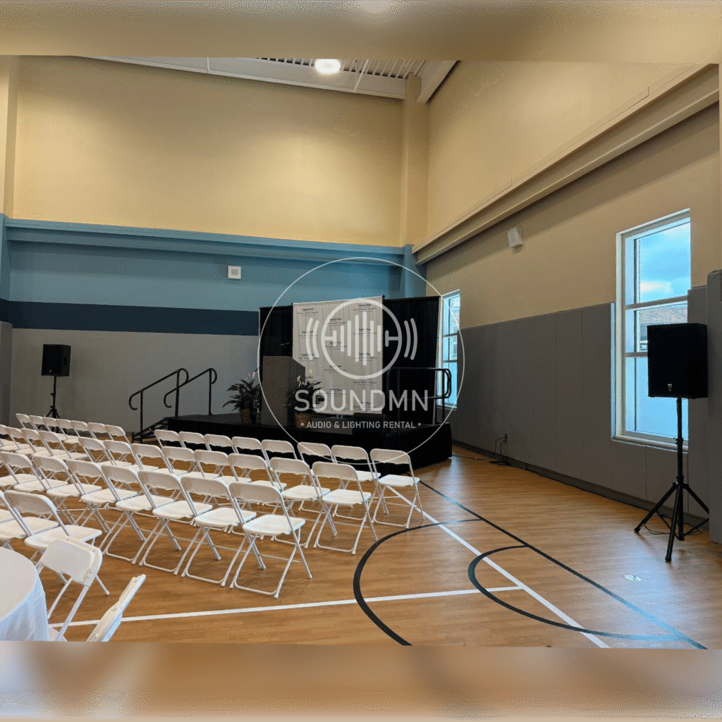 Small event sound and lighting rental package Minnesota – 2 speakers, microphones, setup included